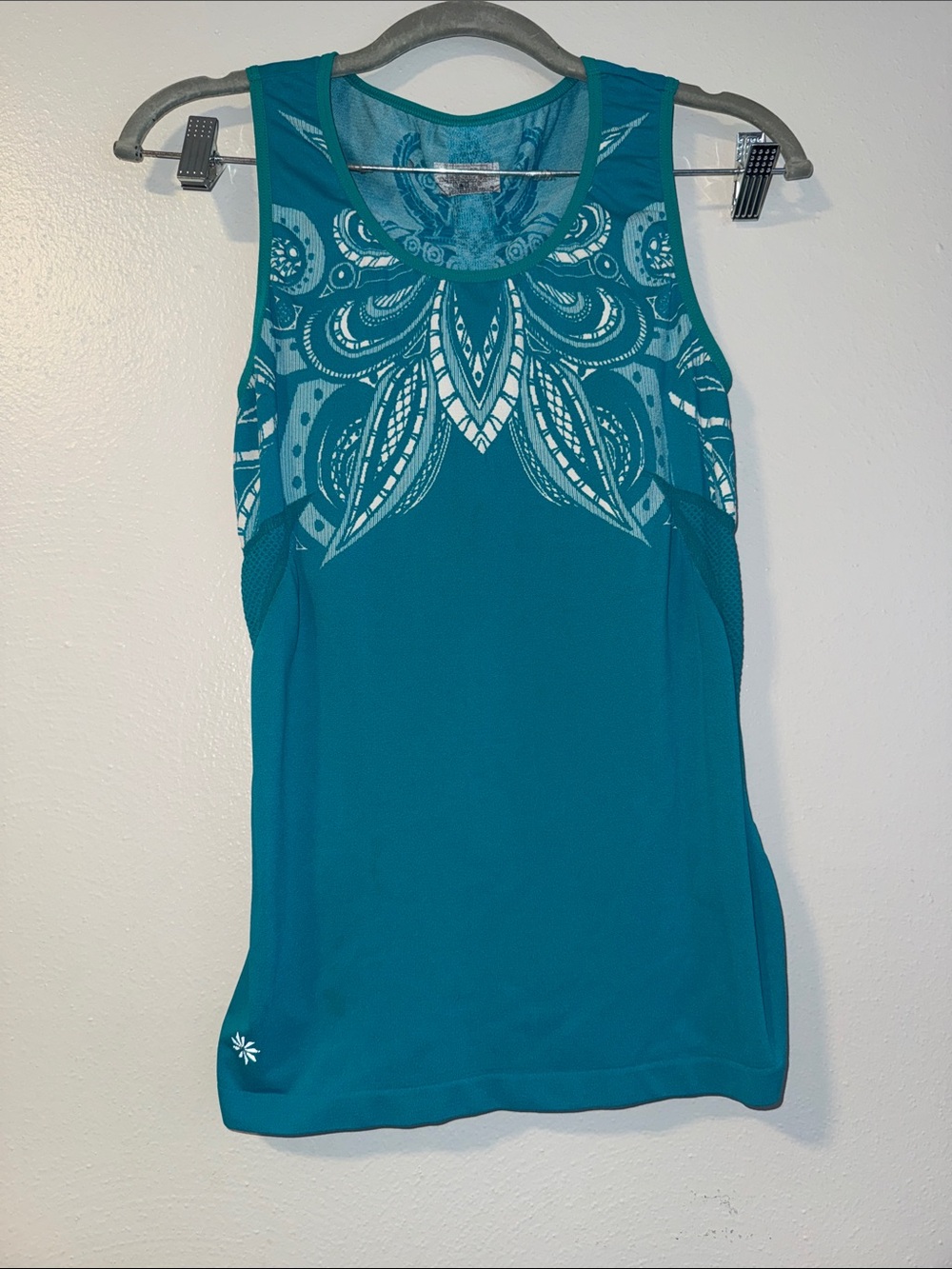 Women's Teal Athleta Tank Top with Decorative Print